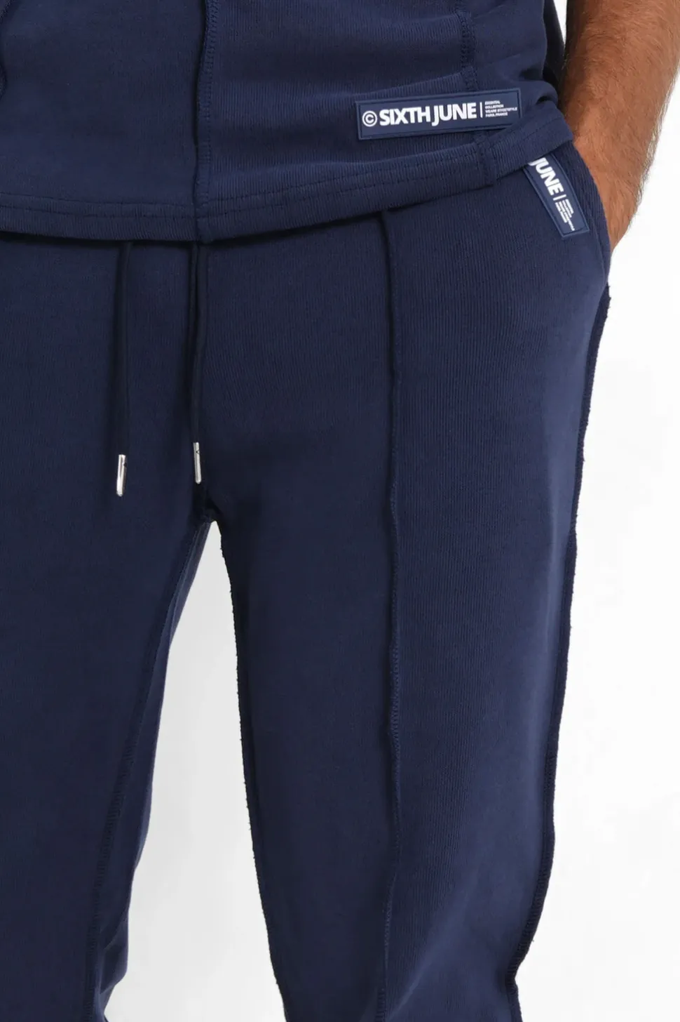 Jogging Couture Exterieure Epais Bleu