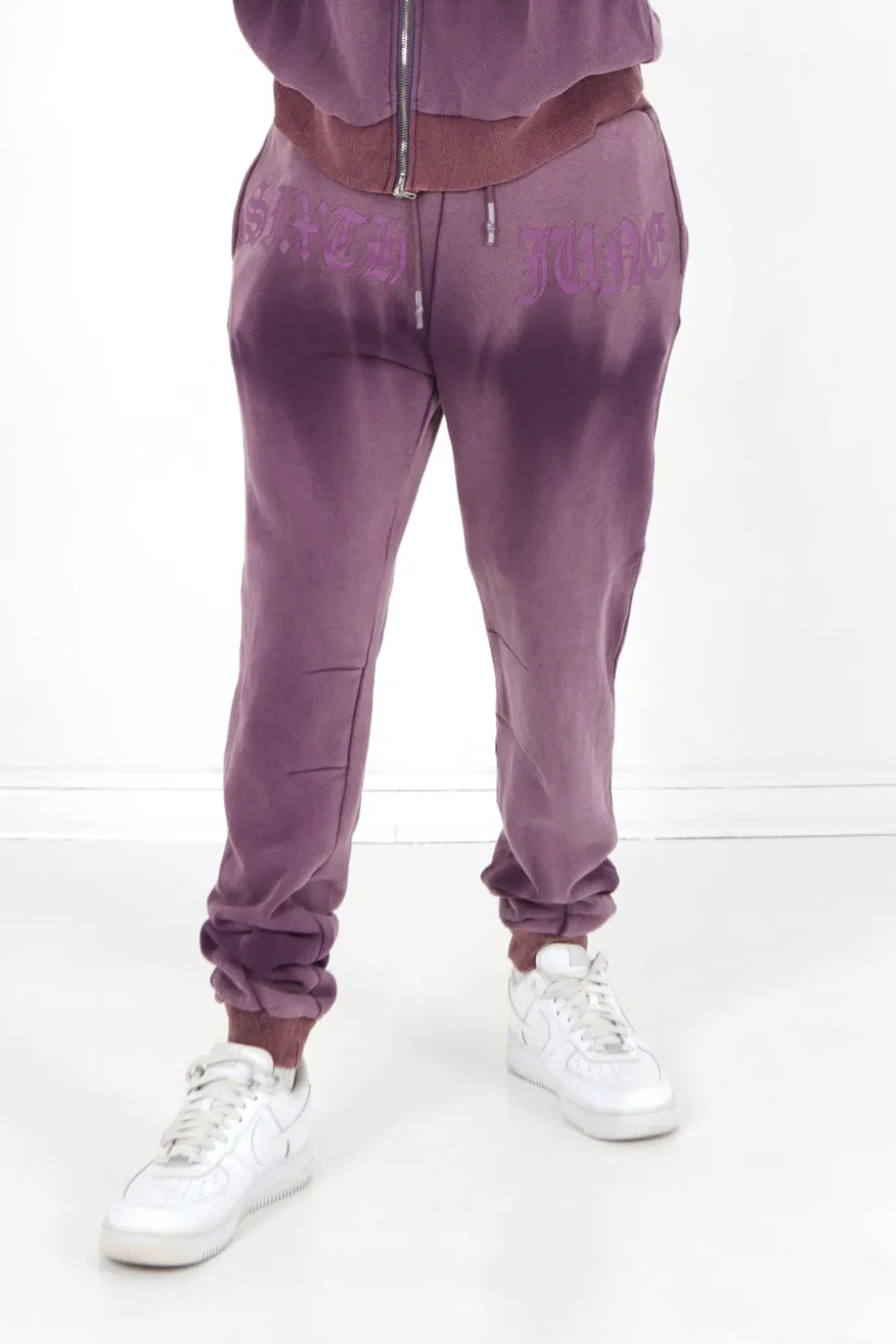 Jogging Effet Delave Violet Fonce