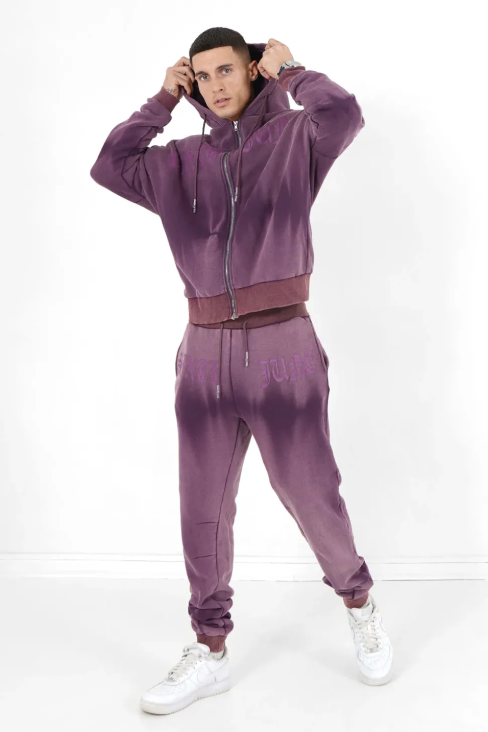 Jogging Effet Delave Violet Fonce