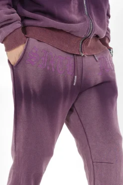 Jogging Effet Delave Violet Fonce