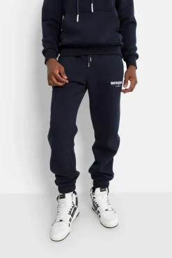 Jogging Molletonne Logo Brode Bleu Fonce