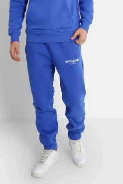 Jogging Molletonne Logo Brode Bleu Fonce