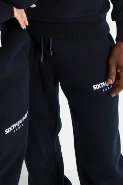 Jogging Molletonne Logo Brode Bleu Fonce