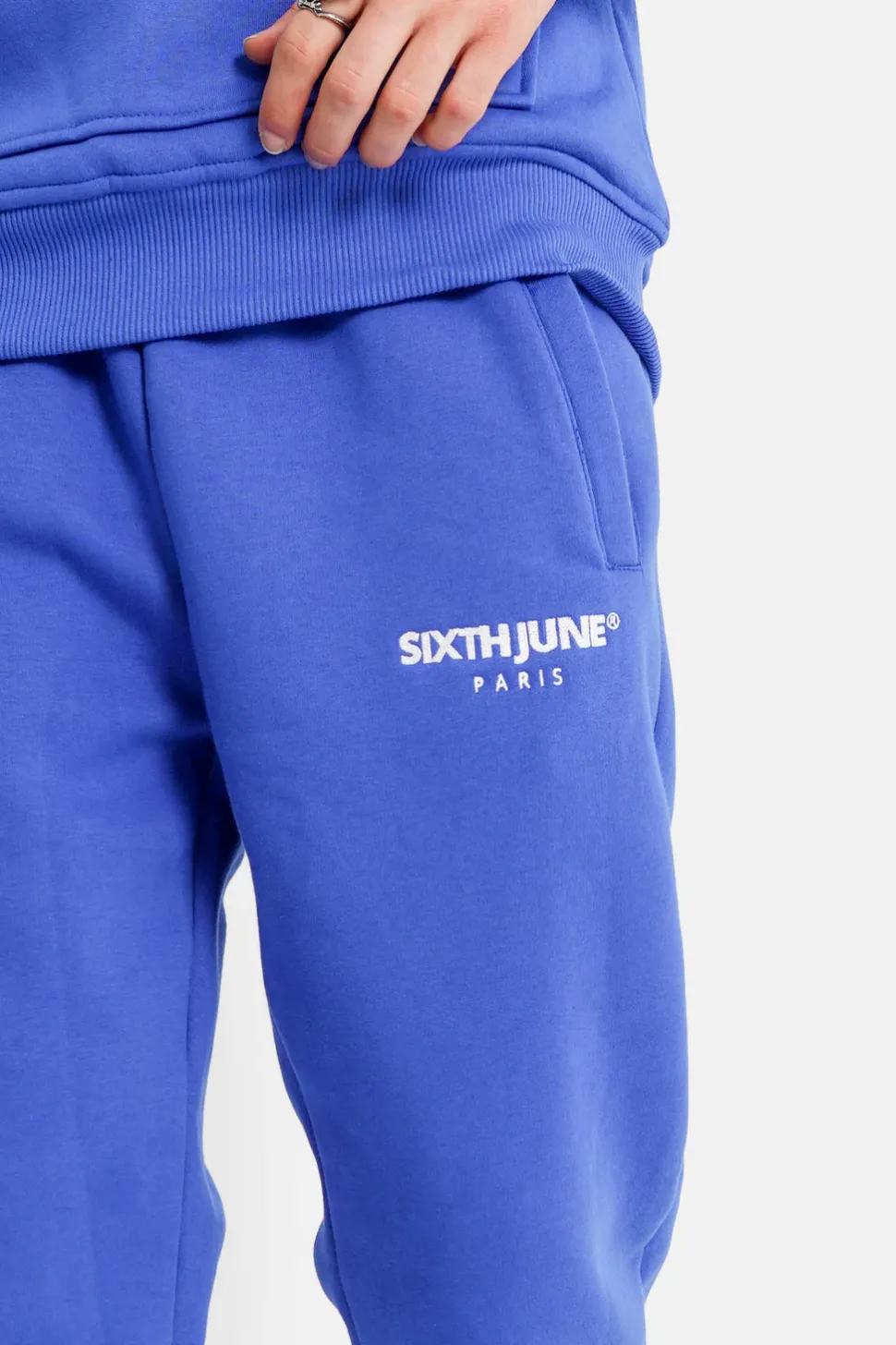 Jogging Molletonne Logo Brode Bleu Fonce