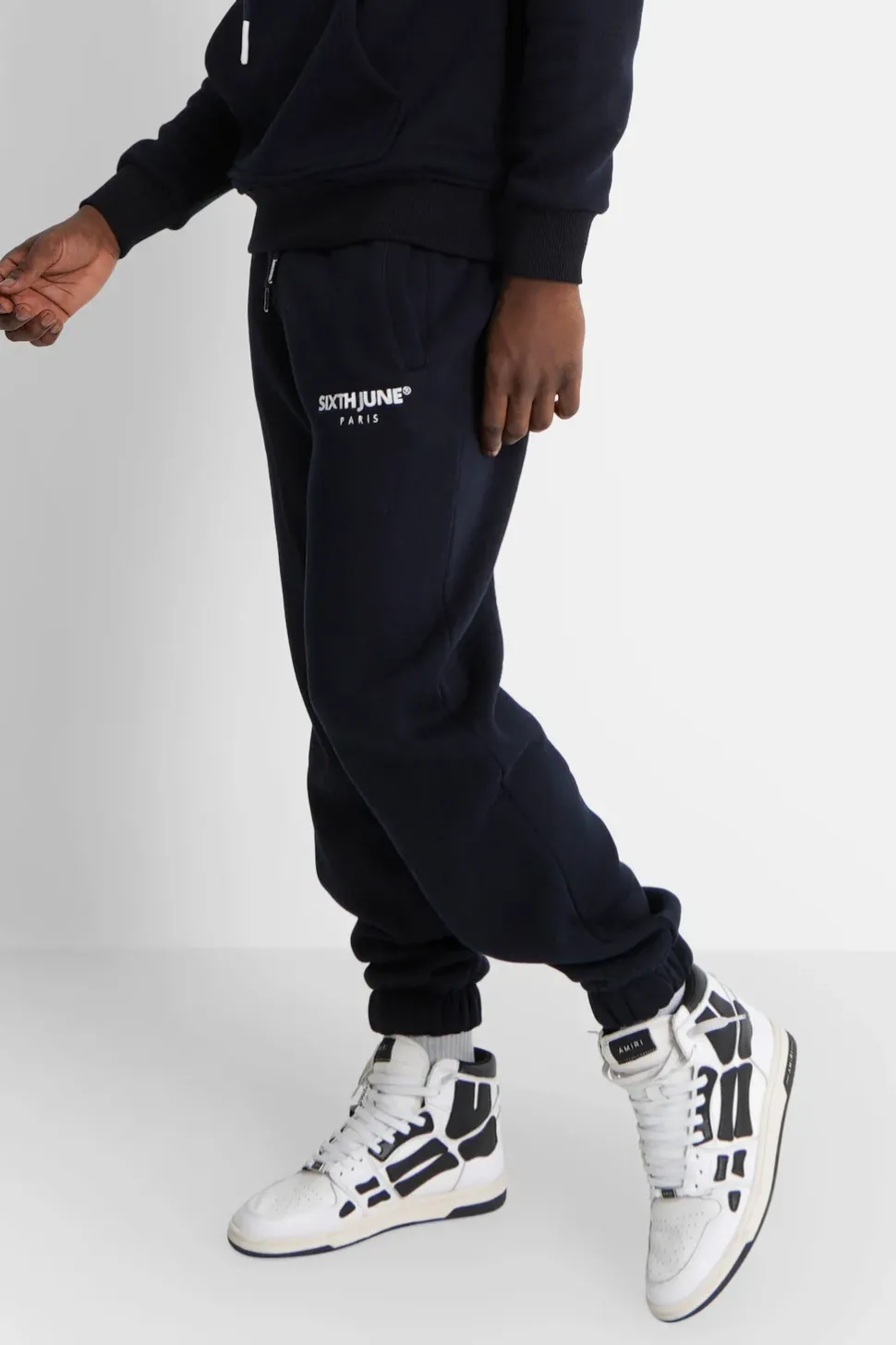 Jogging Molletonne Logo Brode Bleu Fonce