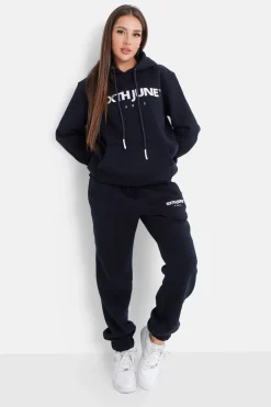 Jogging Molletonne Logo Brode Bleu Fonce