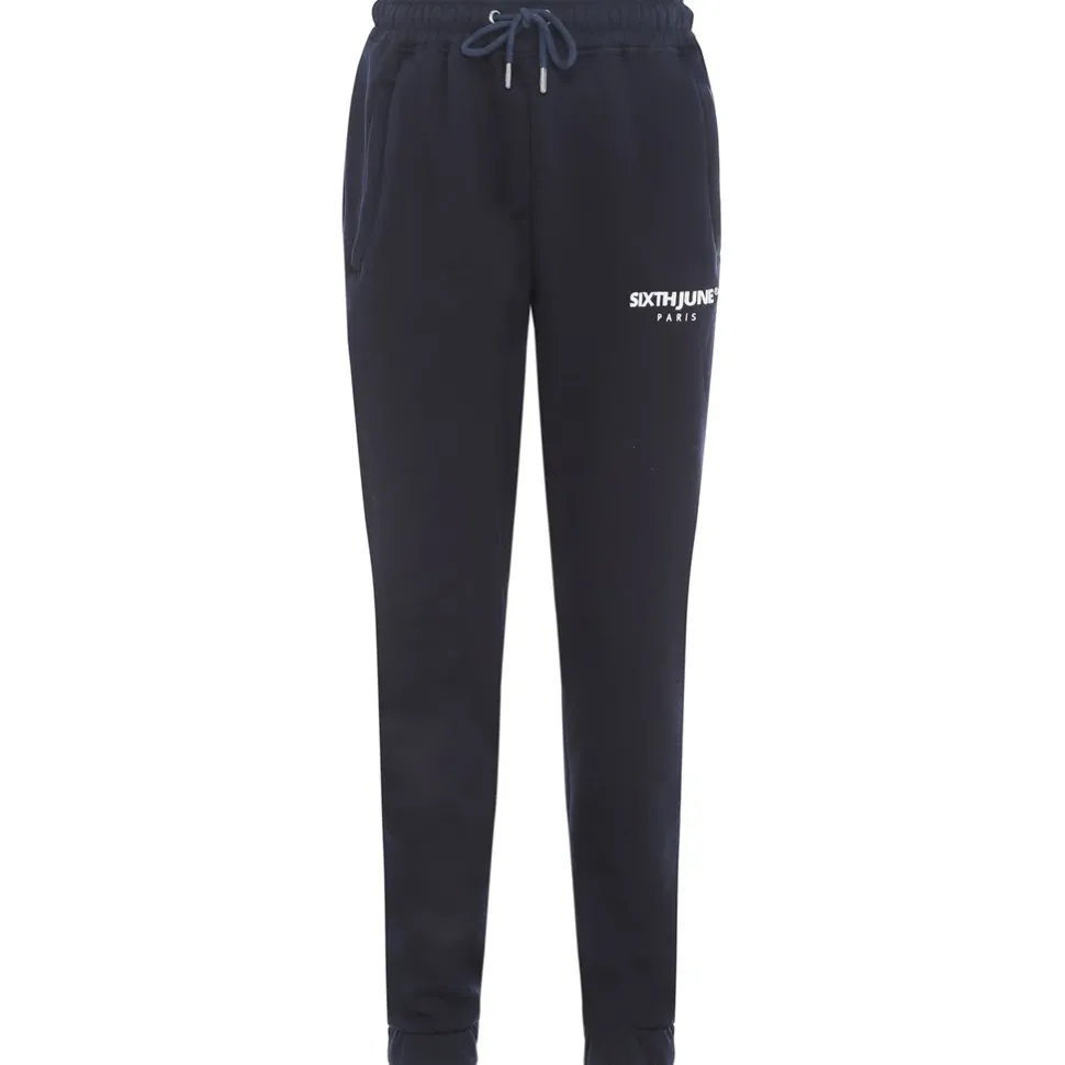 Jogging Molletonne Logo Brode Bleu Fonce