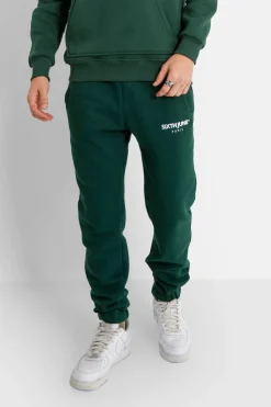 Jogging Molletonnee Logo Brode Vert Fonce