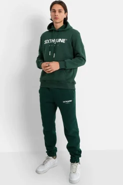 Jogging Molletonnee Logo Brode Vert Fonce