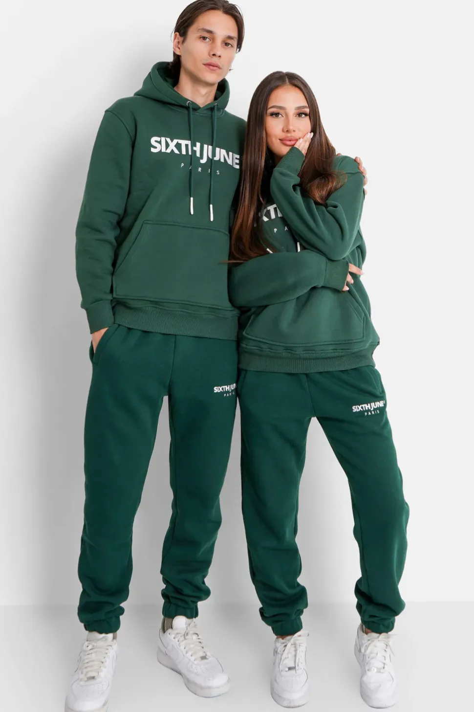 Jogging Molletonnee Logo Brode Vert Fonce