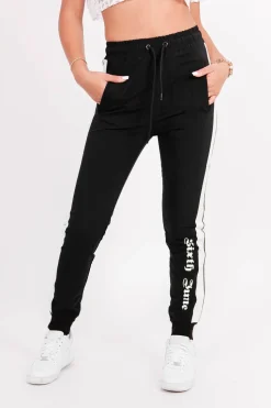 Jogging Nylon Bandes Gothique Noir