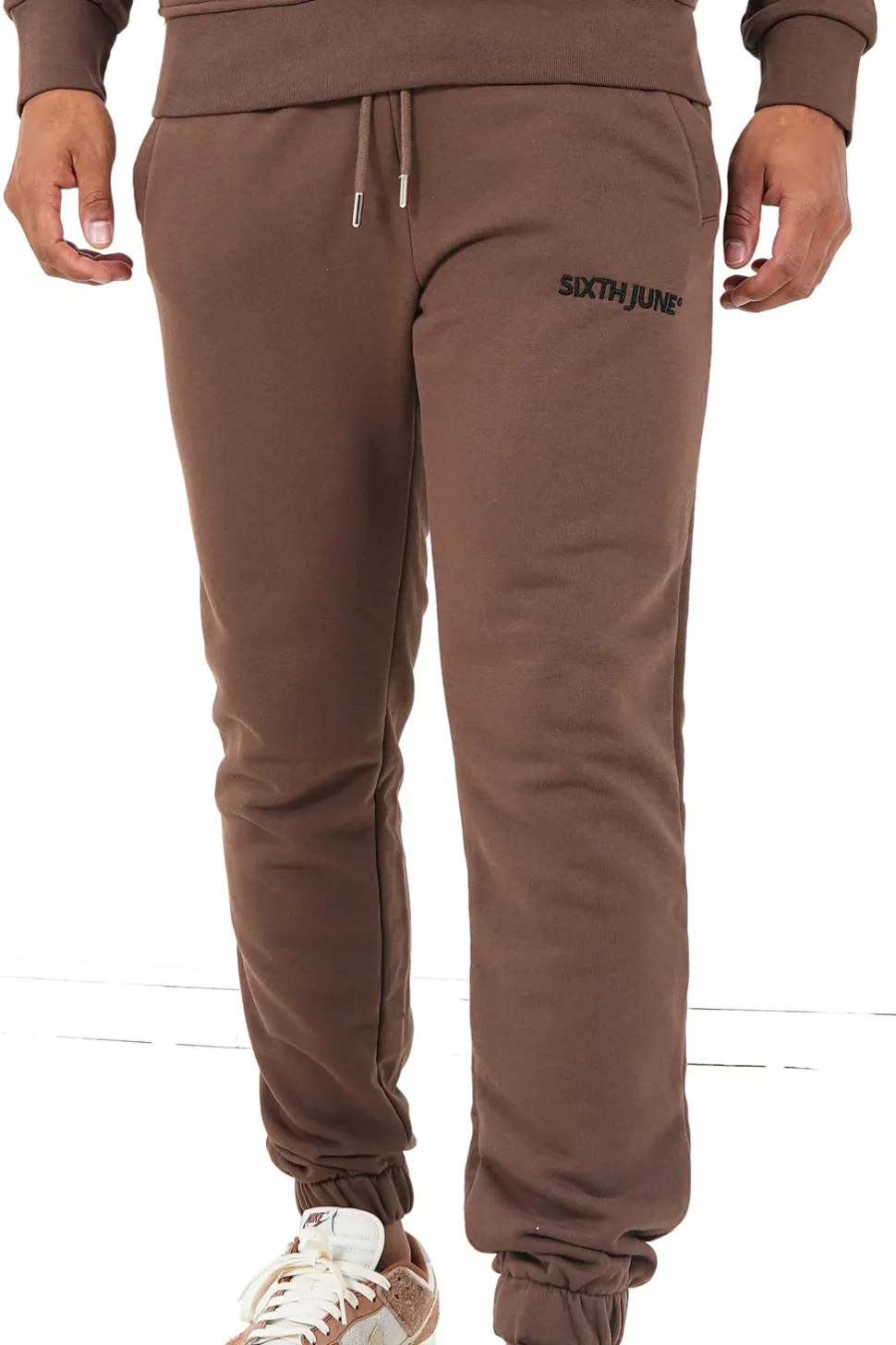 Jogging Soft Logo Brode Marron Fonce