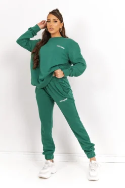 Jogging Soft Logo Brode Vert Fonce