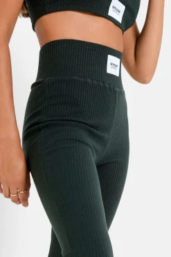Legging Cotele Satine Vert Fonce