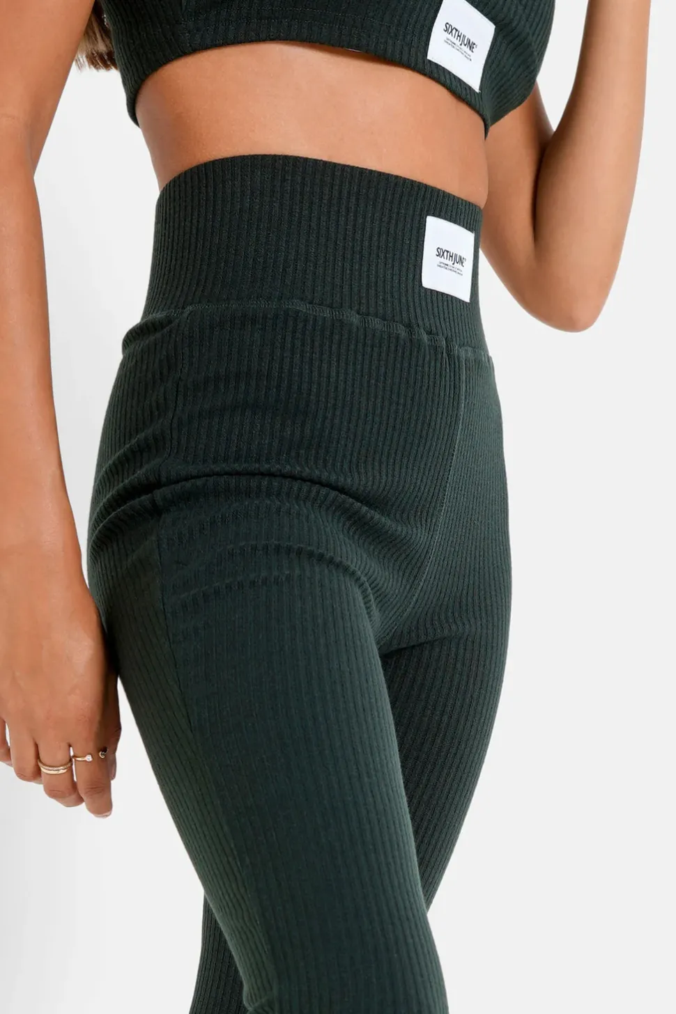 Legging Cotele Satine Vert Fonce