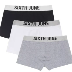 Lot 3 Boxers Uni Texte Noir + Blanc + Gris
