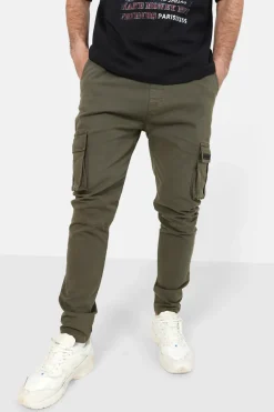Pantalon Cargo Ajuste Epais Vert Kaki