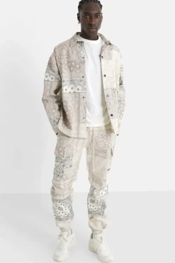 Pantalon Cargo Bandana Patchwork Beige