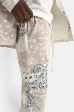 Pantalon Cargo Bandana Patchwork Beige