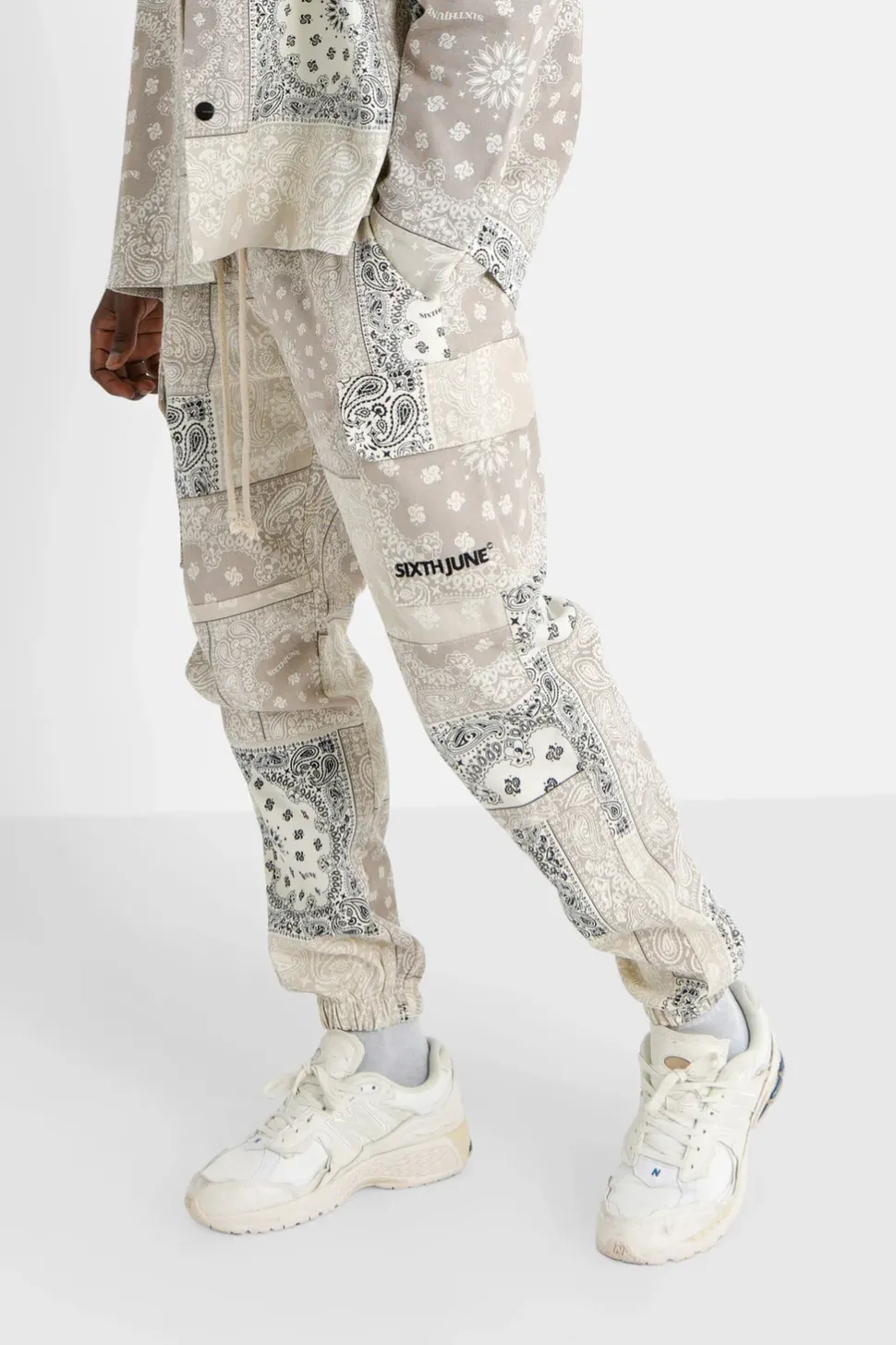 Pantalon Cargo Bandana Patchwork Beige