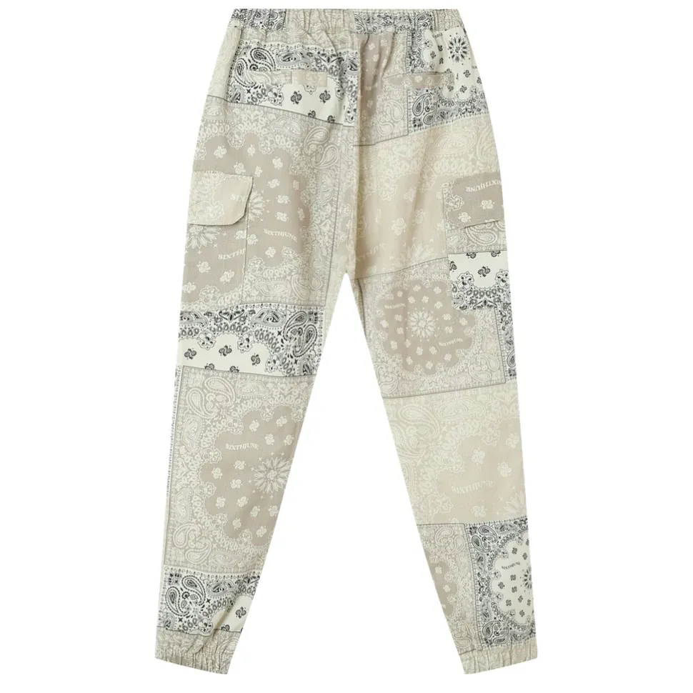 Pantalon Cargo Bandana Patchwork Beige