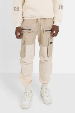 Pantalon Cargo Bicolore Beige