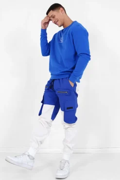 Pantalon Cargo Bicolore Bleu