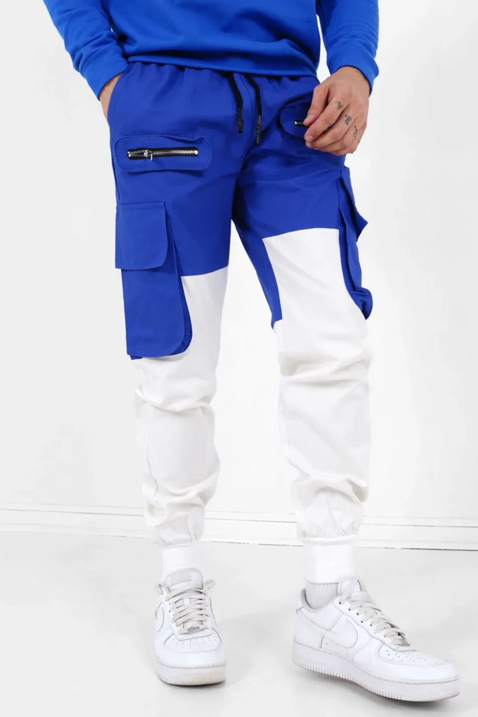 Pantalon Cargo Bicolore Bleu