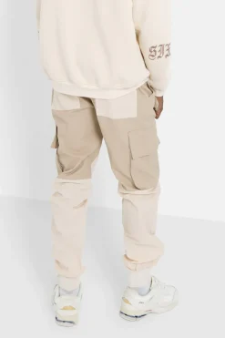 Pantalon Cargo Bicolore Beige