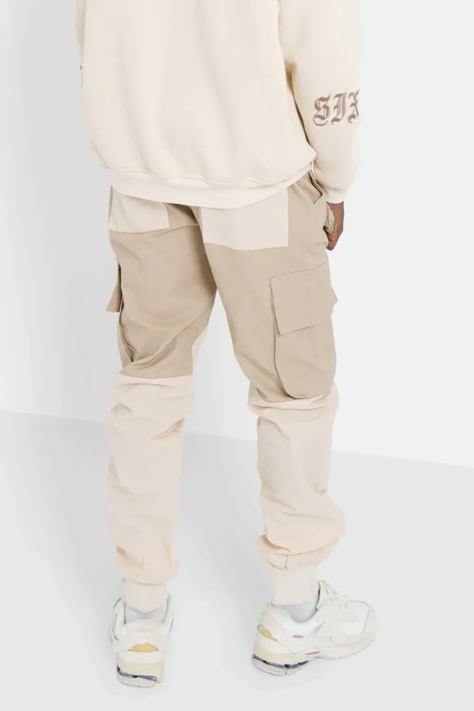 Pantalon Cargo Bicolore Beige
