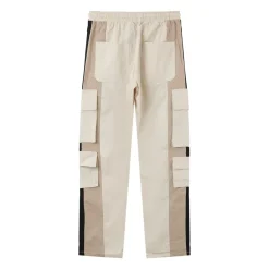 Pantalon Cargo Bicolore Bandes Beige