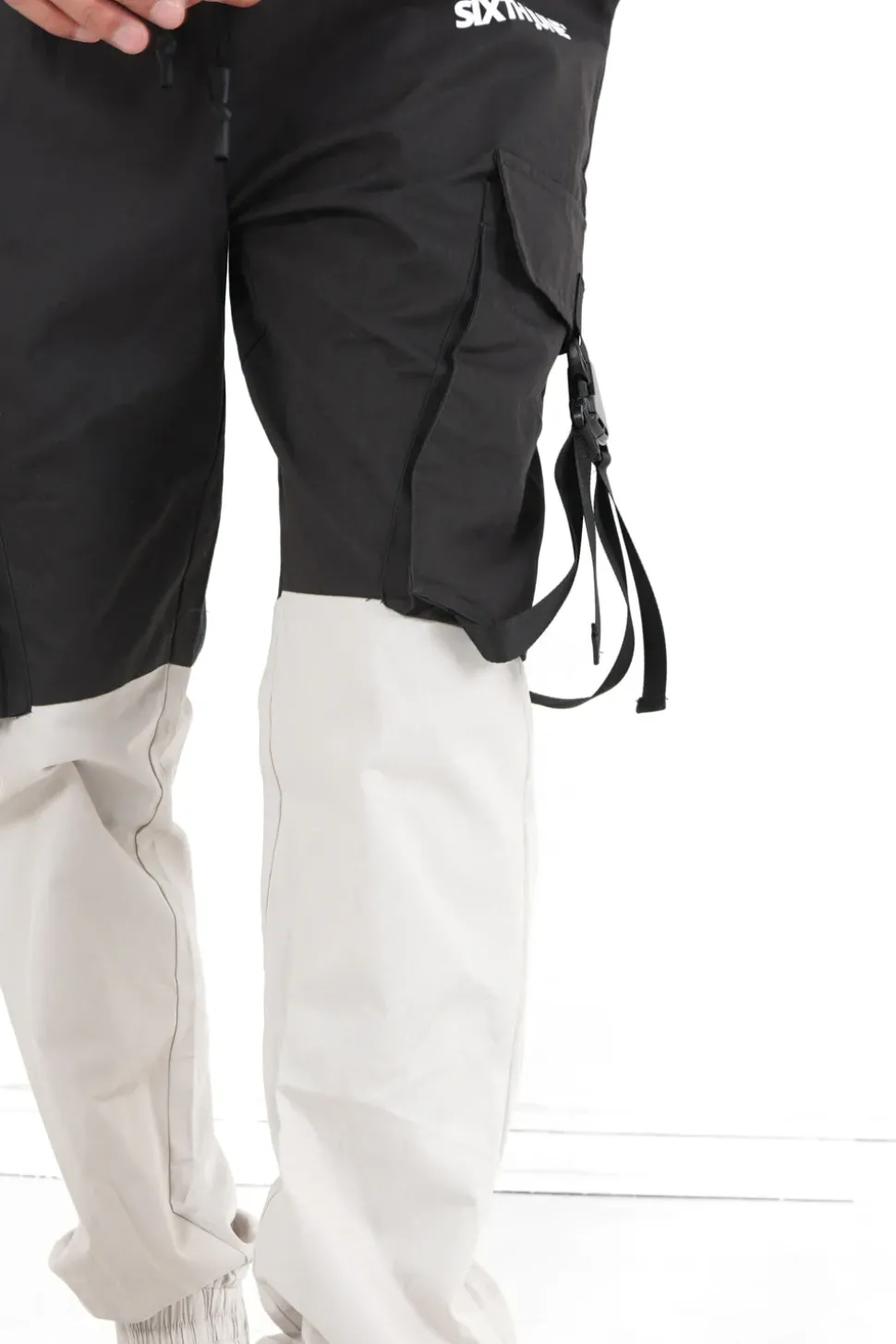 Pantalon Cargo Bicolore Sangles Noir
