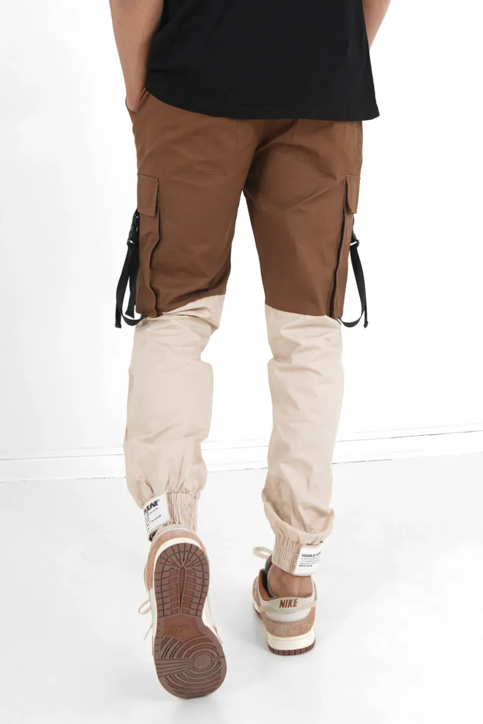 Pantalon Cargo Bicolore Sangles Marron