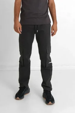 Pantalon Cargo Boutons Chevilles Gris Fonce