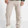 Pantalon Cargo Boutons Chevilles Beige