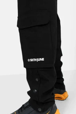 Pantalon Cargo Boutons Chevilles Noir