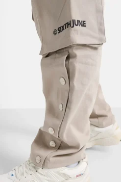 Pantalon Cargo Boutons Chevilles Beige