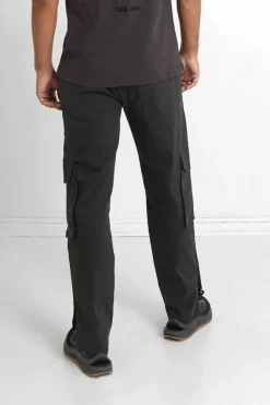 Pantalon Cargo Boutons Chevilles Gris Fonce