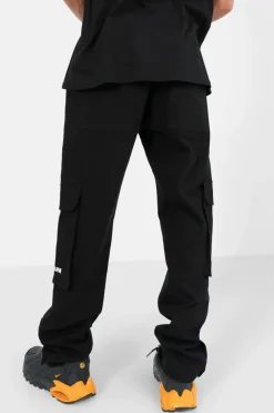 Pantalon Cargo Boutons Chevilles Noir