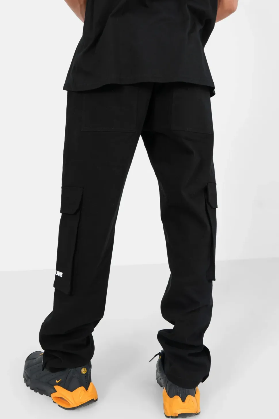 Pantalon Cargo Boutons Chevilles Noir