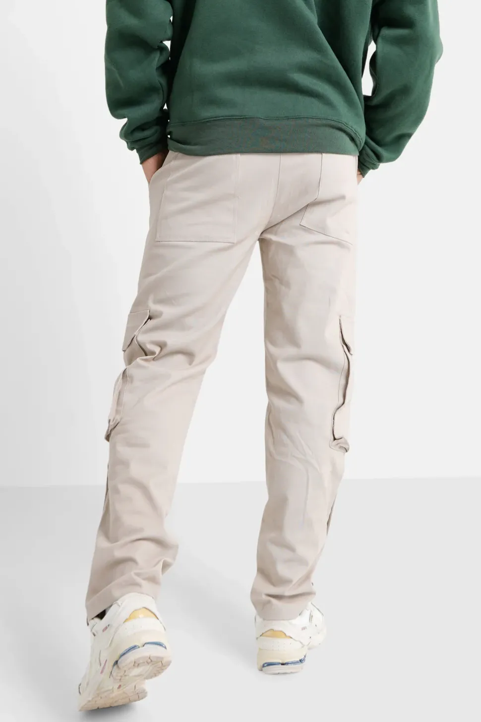 Pantalon Cargo Boutons Chevilles Beige