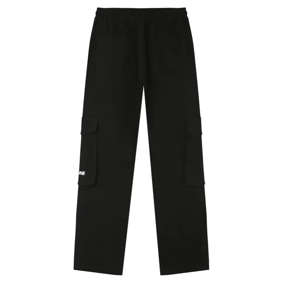 Pantalon Cargo Boutons Chevilles Noir