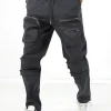 Pantalon Cargo Broderies Poche Gris Fonce