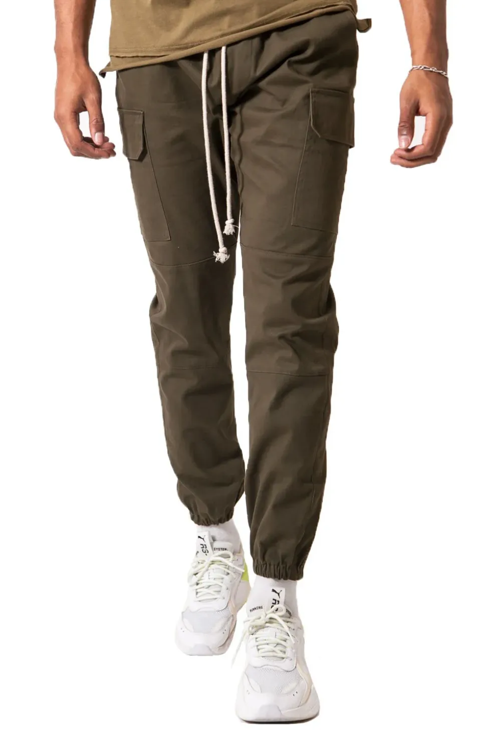 Pantalon Cargo Cordons Vert Kaki