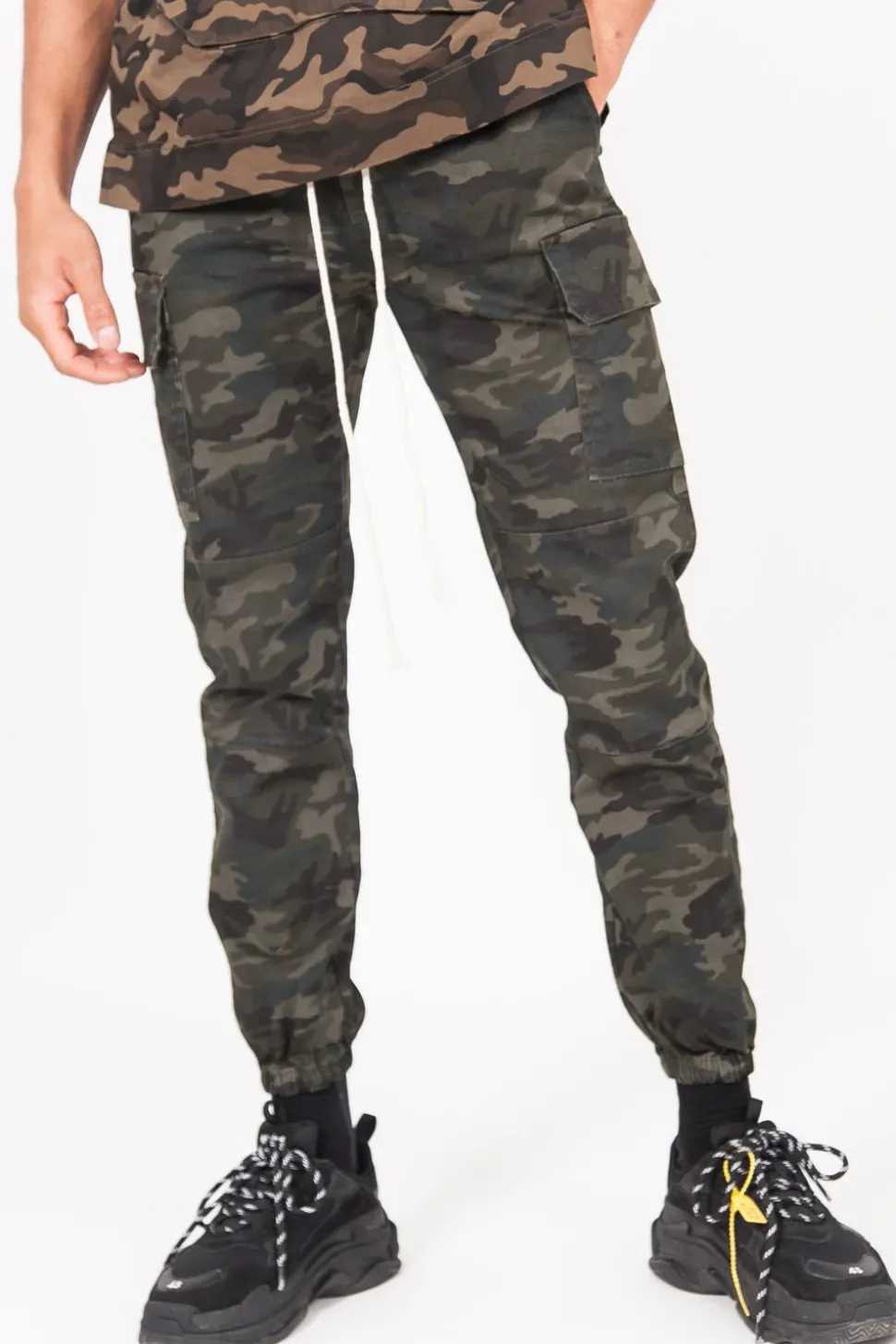 Pantalon Cargo Cordons Vert Kaki