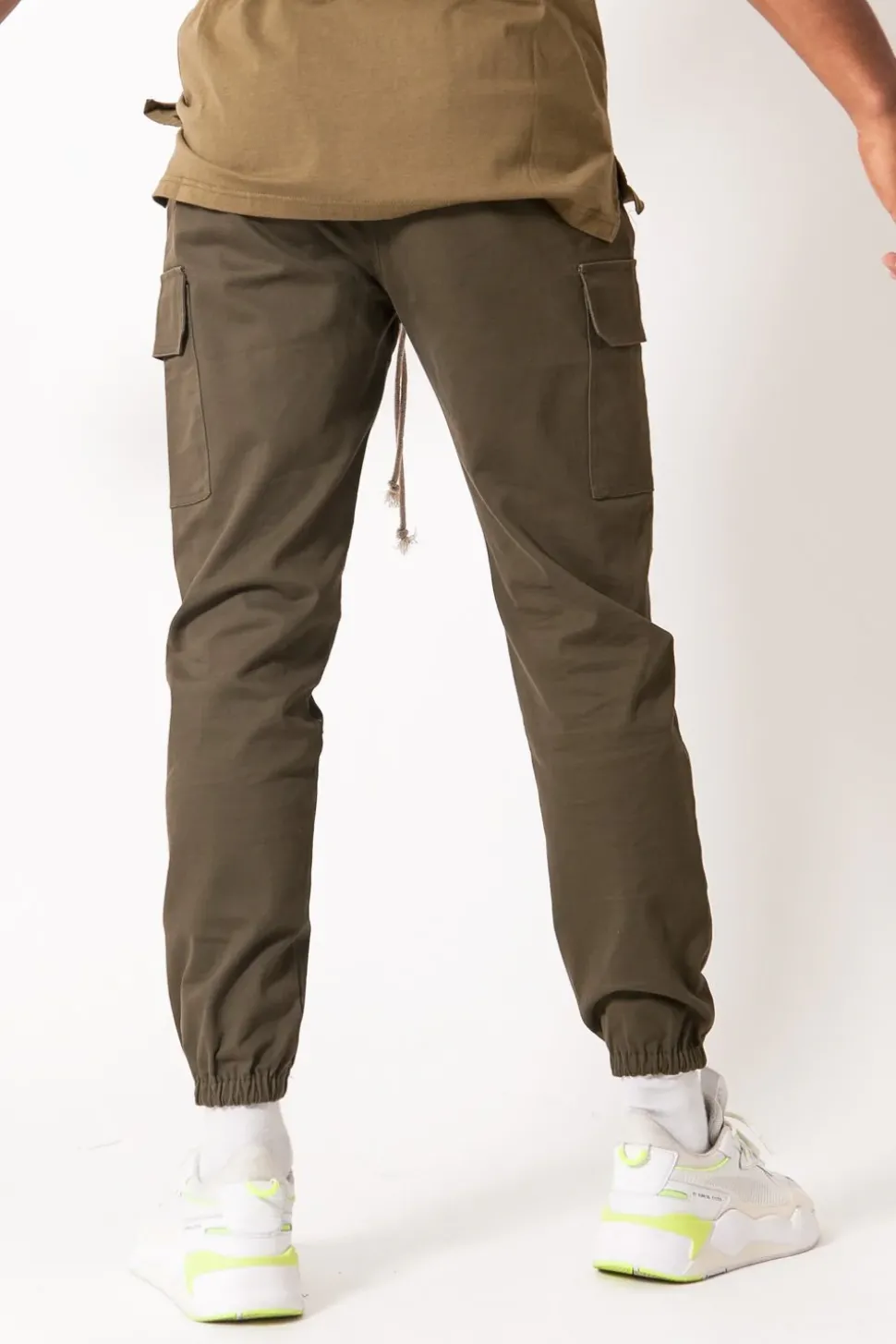 Pantalon Cargo Cordons Vert Kaki