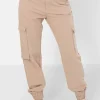Pantalon Cargo Logo Brode Beige