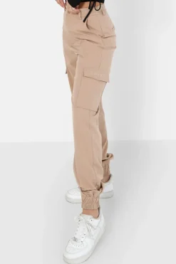 Pantalon Cargo Logo Brode Beige