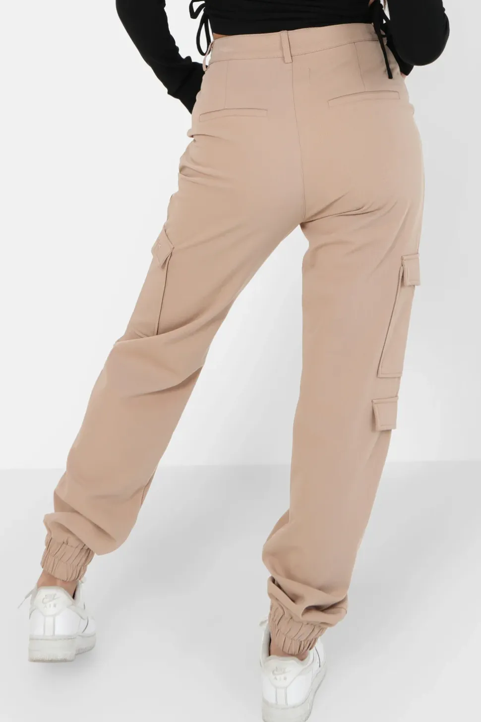 Pantalon Cargo Logo Brode Beige