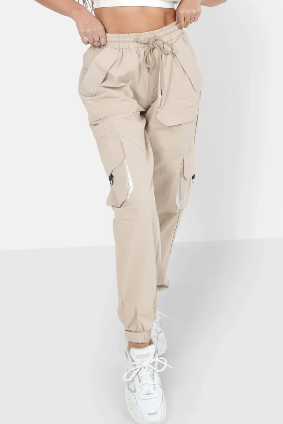 Pantalon Cargo Logo Large Beige